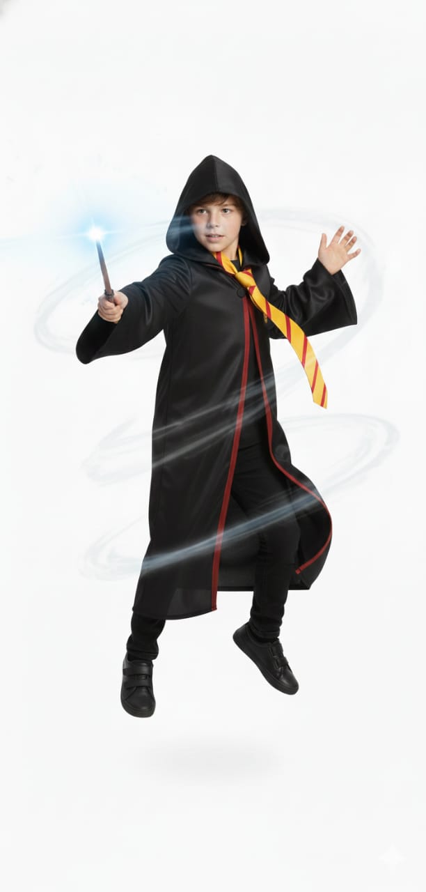 WhatsAppImage2026-01-12at8.21.30PM.jpg Harry Potter Costume For Kids in Pakistan with Tie & Light Stick – Wizard Fancy Dress | Zat Costume - Image 1