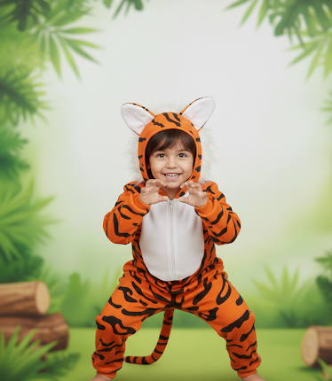 Kids Tiger Costume – Wild Animal Fancy Dress Full Body Outfit