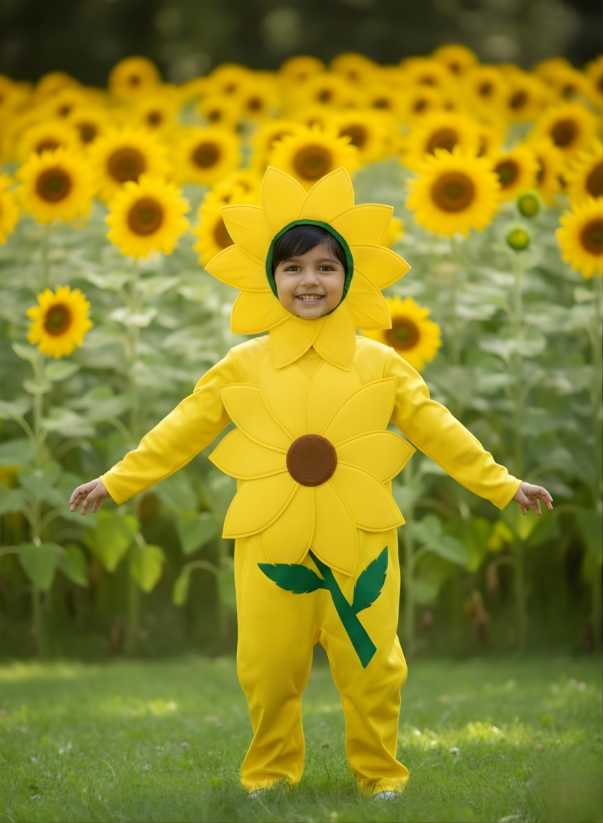 sunflower1.png Kids Sunflower Costume – Cute Flower Fancy Dress Outfit - Image 1